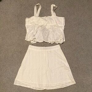 A’gaci White Eyelet Cami & Skirt Set
